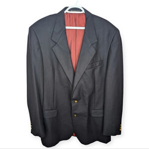 Hyde Park for Moores Dark  Navy Two Button Blazer Men 46 Long Tall Gold Detail